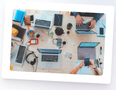 Professional workspace with laptops